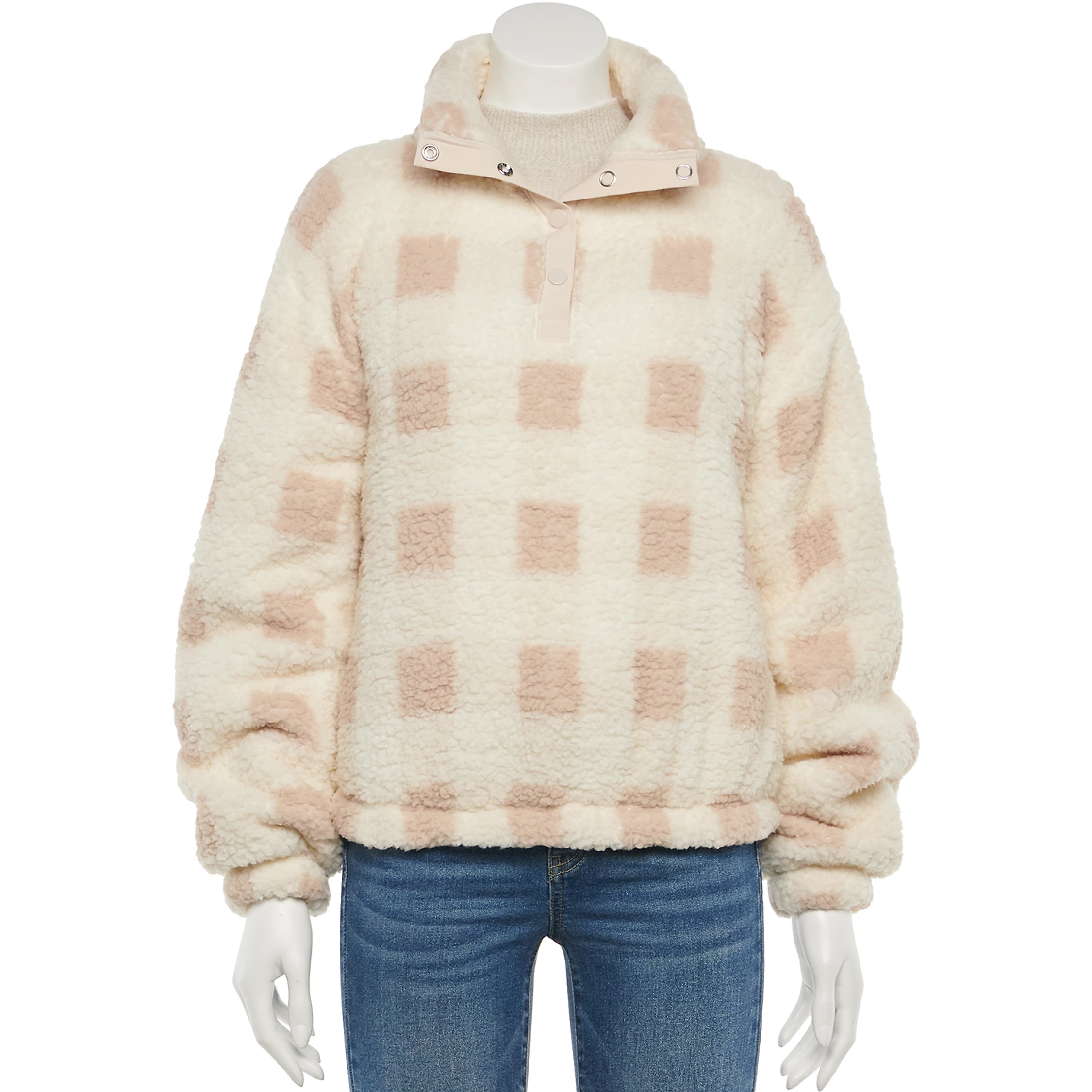 Juniors' SO® Long Sleeve Quarter Snap Sherpa Pullover | Kohl's
