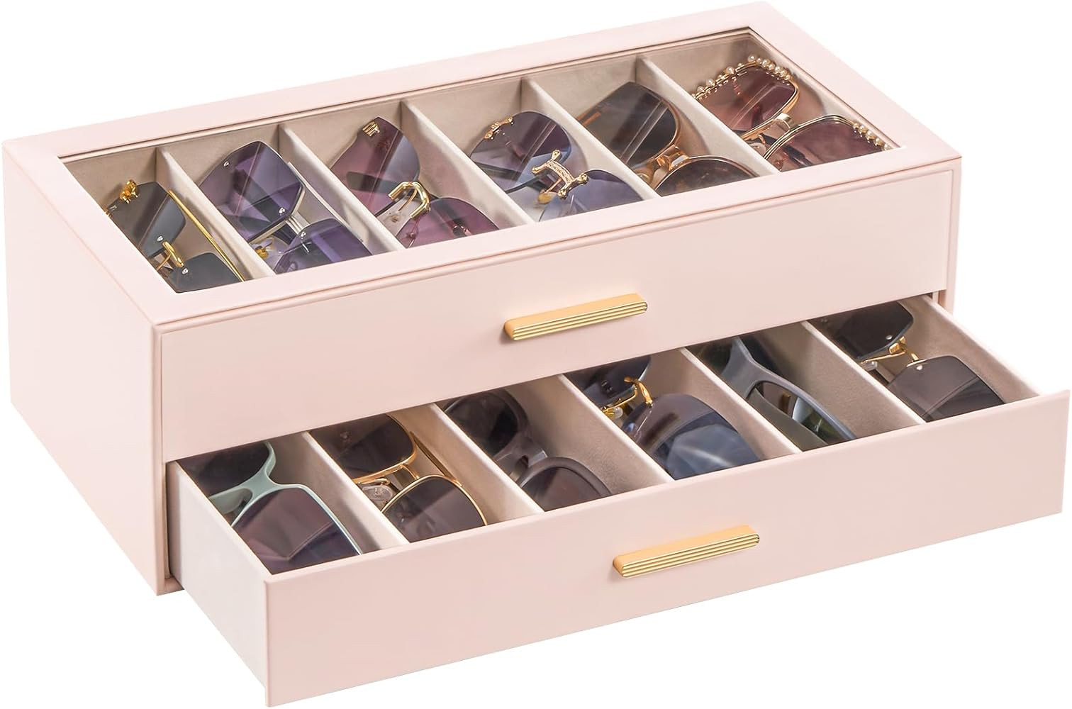 Lolalet Sunglasses Storage Box for Women, Eyewear Eye Glass Organizer with Clear Top Display Hold... | Amazon (US)