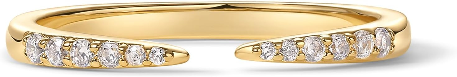 PAVOI 18K Gold Plated Open Eternity Ring | Cubic Zirconia Stacking Bands for Women | Dainty Stack... | Amazon (US)