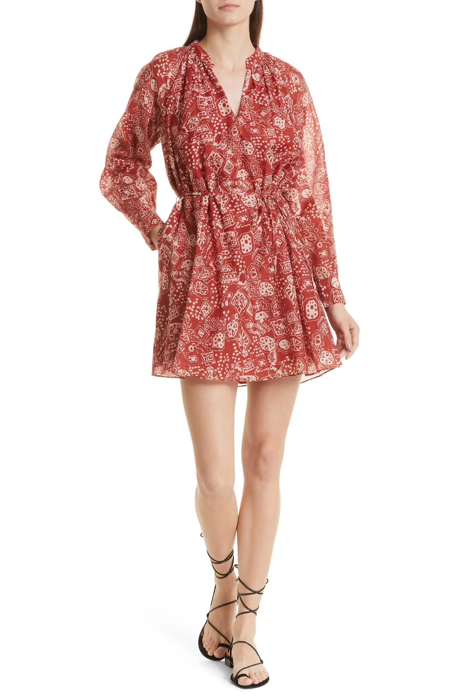 Rebecca Taylor Labyrinth Abstract Print Cotton & Silk Dress | Nordstrom | Nordstrom