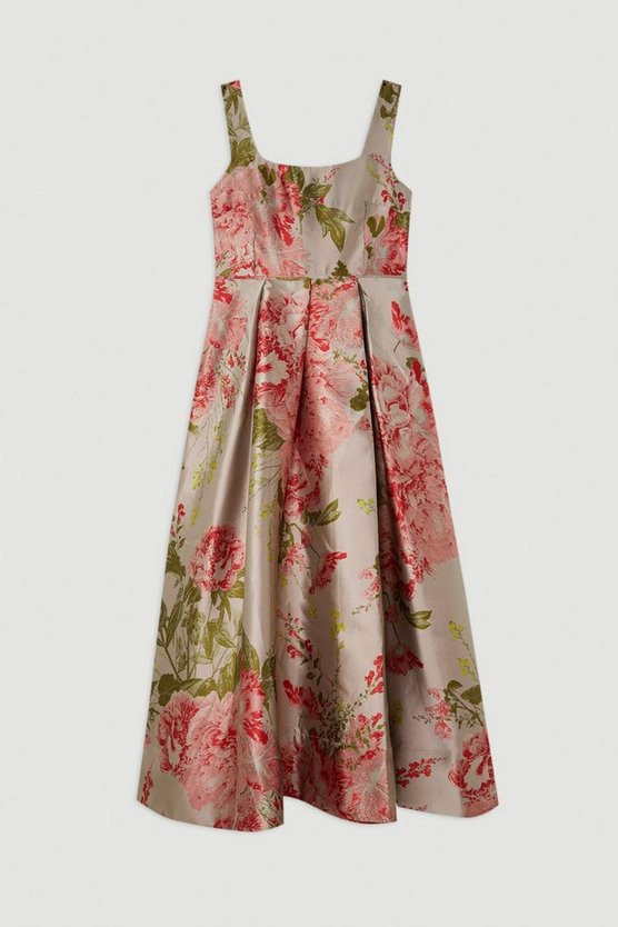 Vintage Floral Print Prom Woven Maxi Dress | Karen Millen US