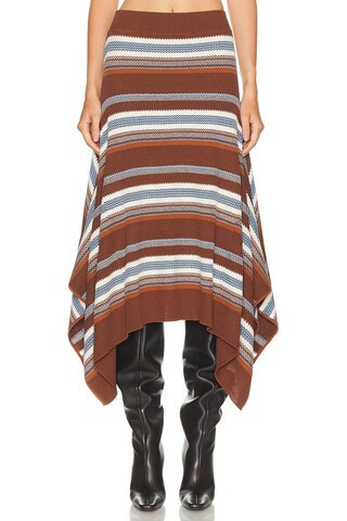 Monse Striped Jacquard Cascade Midi Skirt in Brown | FWRD 