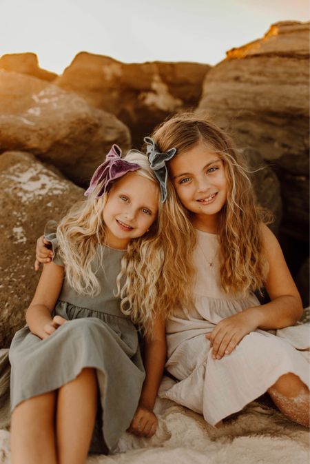 Girls amazon dresses; tts and multiple color options! Velvet hair bows are beautiful and nice quality / family beach photos / 📸: @monicalawrencephotography

#LTKstyletip #LTKunder50 #LTKkids