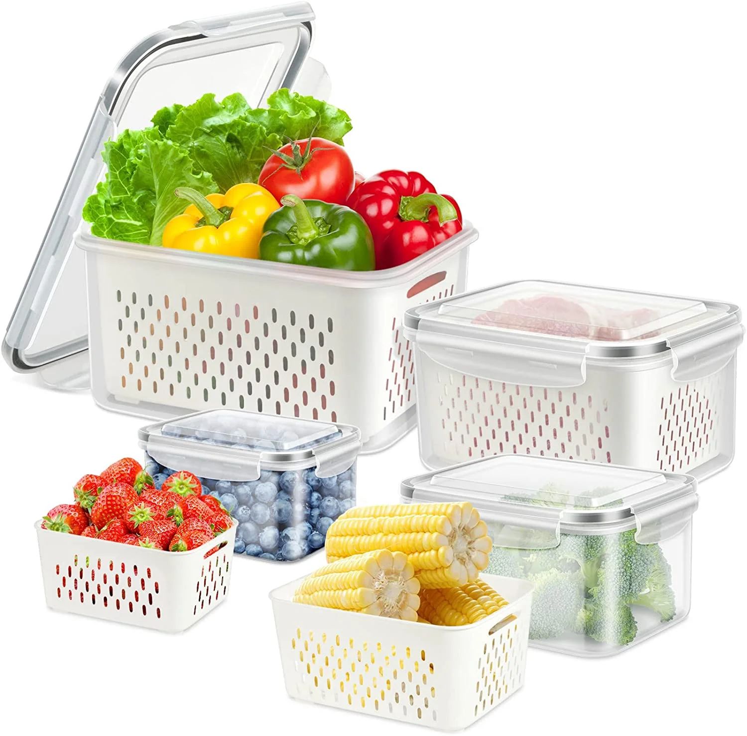 Fresh Container, 3PACK   Fresh Produce Saver Veggie Fruit Storage Containers for Refrigerator，Y... | Walmart (US)