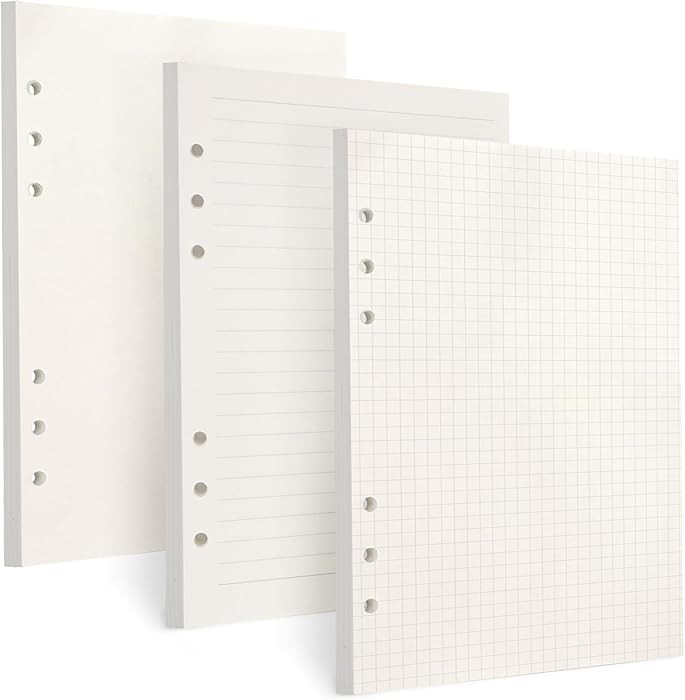 Toplive A5 Refill Paper, [3 Pack] 100GSM Thick 6 Hole Filler Inserts - 135 Sheets (270 Pages) for... | Amazon (US)