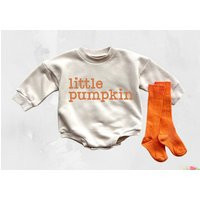 Baby Bubble Fall Romper Little Pumpkin Outfit Sweatshirt 1st Patch Toddler Halloween | Etsy (US)