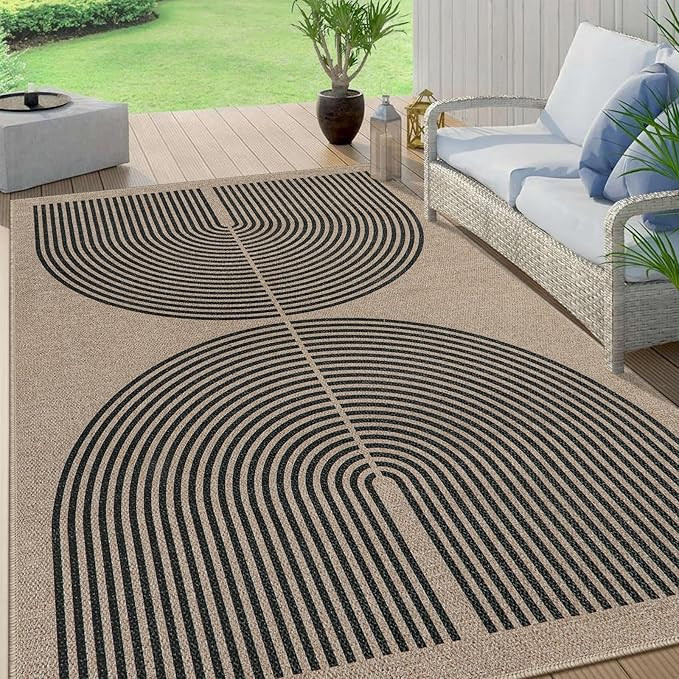 Lahome Modern Rainbow Easy Jute 6x9 Rug, Large Living Room Carpet Washable Outdoor Patio Dining R... | Amazon (US)