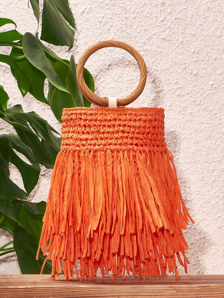Mini Fringe Decor Straw Bag | SHEIN