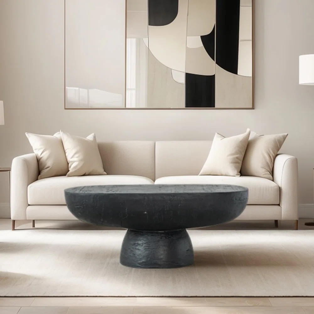 Ivy Bronx Modern And Organic Magnesium Oval Coffee Table, 36x24x15" Black | Wayfair | Wayfair North America