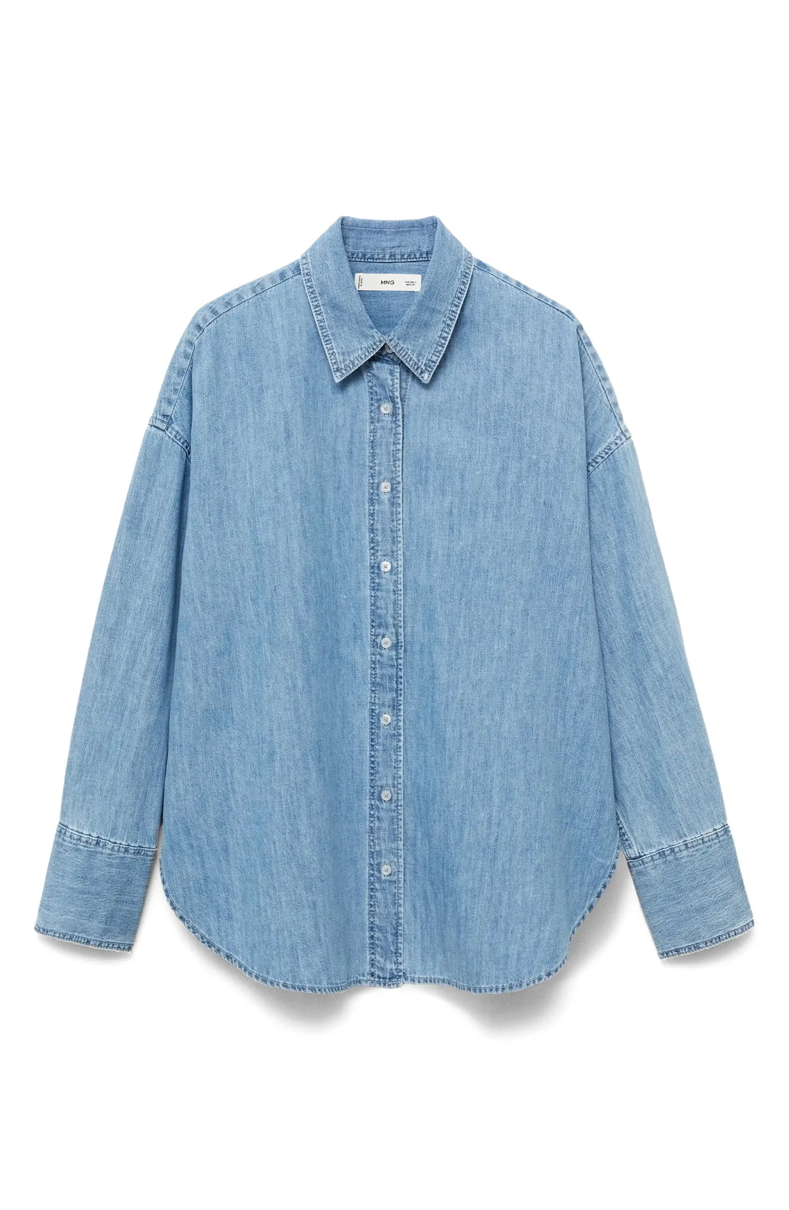 MANGO Oversize Denim Button-Up Shirt | Nordstrom | Nordstrom