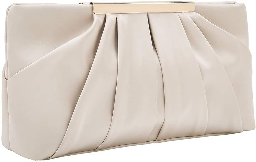 CHARMING TAILOR Clutch Evening Bag Elegant Pleated Satin Formal Handbag Simple Classy Purse for W... | Amazon (US)