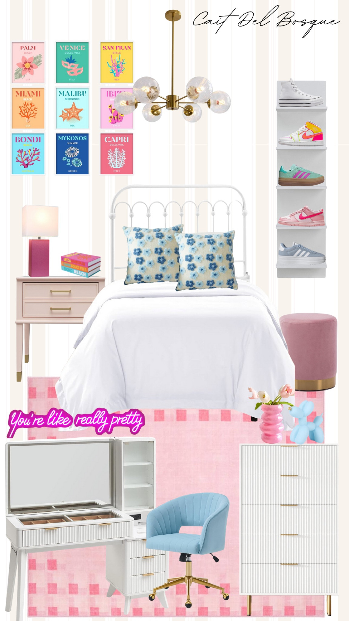 Transform your tween girl’s bedroom into a preppy paradise with this carefully curated collection of must-have items! ✨ 

Start with white furniture for a bright and airy feel, paired perfectly with a soft pink area rug that adds a pop of color. A vanity with a lighted mirror is perfect for getting ready in style, while a chic shoe shelf keeps things organized and on-trend. Add personality to the walls with preppy travel wall art prints, a cute pink neon sign, and other decor that fits the playful, yet polished aesthetic. Whether you're reimagining a preteen girl’s room or updating your teen girl’s space, this look is the ultimate mix of fun and sophistication! 

#PreppyRoomDecor #TweenGirlsRoom #GirlsRoomInspo #PreppyAesthetic #PinkRoomDecor #TeenRoomGoals #VanityWithMirror #TweenBedroomIdeas #GirlsRoomDesign #RoomMakeover

#LTKHome #LTKKids