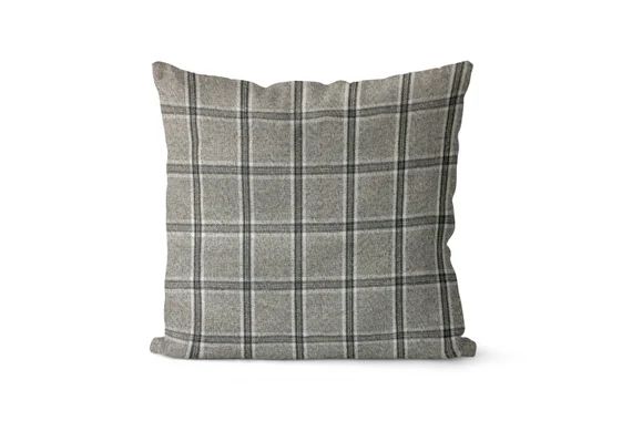 Gray Plaid Cabin Throw Pillow Cover // Grey Throw Pillow Cover | Etsy | Etsy (US)