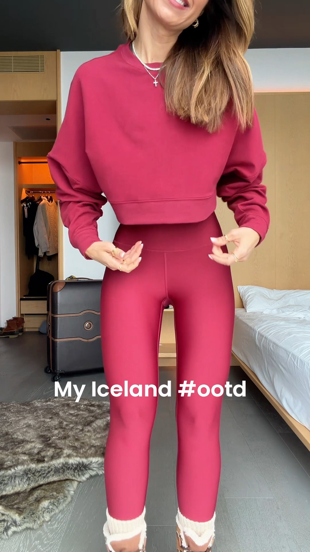 My Iceland outfit of the day! We are going to the Blue Lagoon! Alo 7/8 leggings in XXS and cropped sweatshirt in XXS. Sorel winter boots - I went up half a size. Cozy outfit. Fall outfit. Summer outfit. Iceland outfit. Europe outfit.

#LTKootd #LTKgrwm #LTKTravel