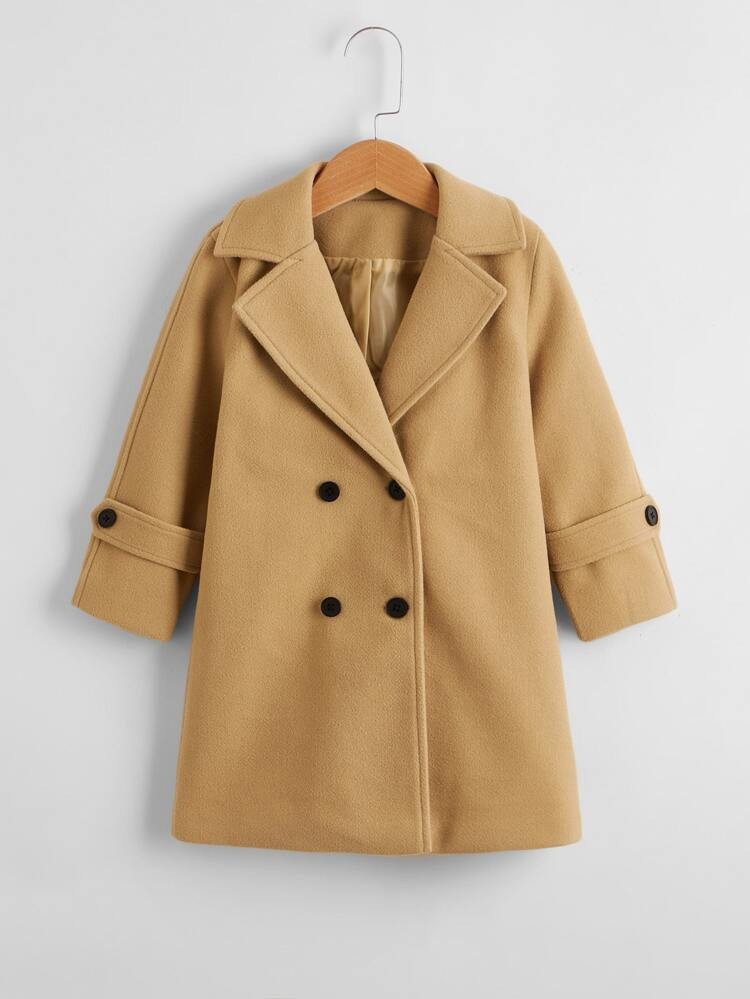 Toddler Girls Double Breasted Lapel Neck Overcoat | SHEIN