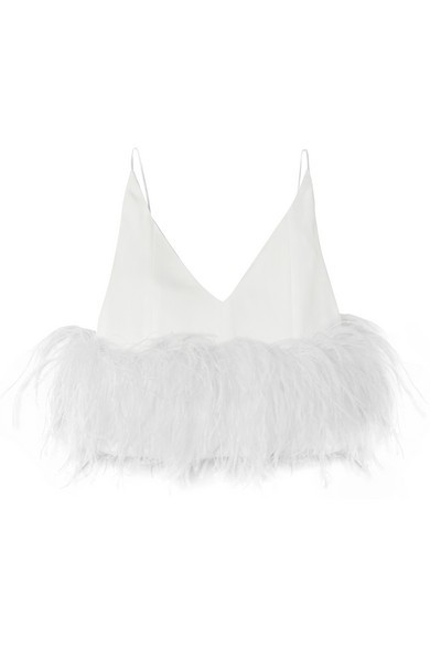 Feather-trimmed crepe camisole | NET-A-PORTER (US)