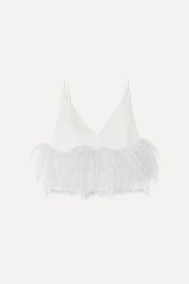 Feather-trimmed crepe camisole | NET-A-PORTER (US)