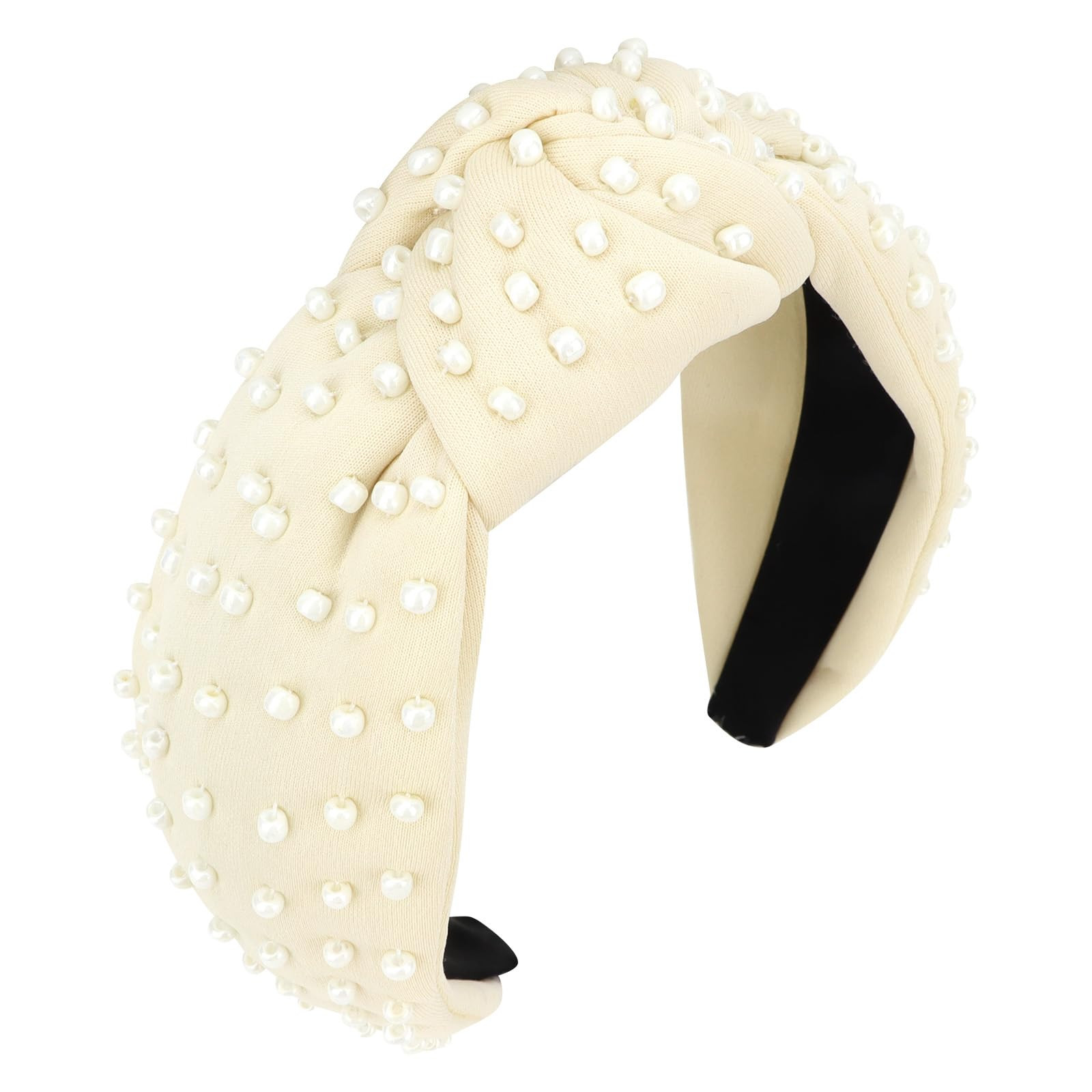 YISSION 1PC Pearl Knotted Headband for Women Non Slip Beaded Headband Wide Pearl Headbands for wo... | Amazon (US)