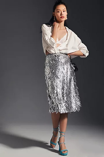 By Anthropologie Sequin Fringe Skirt | Anthropologie (US)