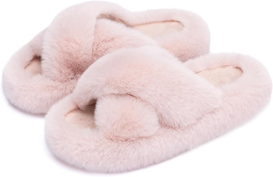 Chantomoo Women's Slippers Memory Foam House Bedroom Slippers for Women Fuzzy Plush Comfy Faux Fu... | Amazon (US)