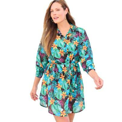 Swim 365 Women's Plus Size Button-Down Cover Up | SHEIN