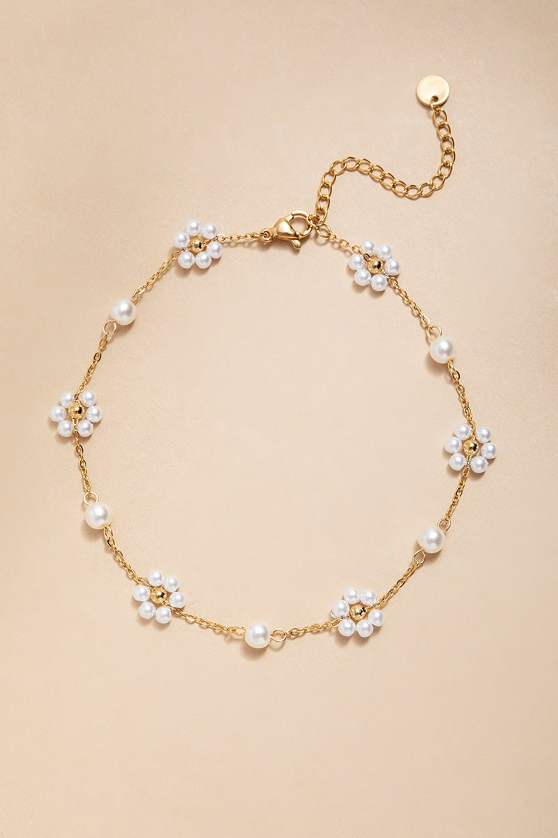 Julie Pearl Daisy Station Anklet | Francesca's