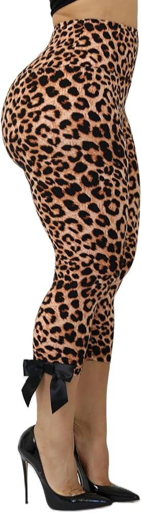 Women Coquette Capri Pants Elastic Waist Knee Length Skinny Capri Leggings Side Bow Tie Summer Cr... | Amazon (US)