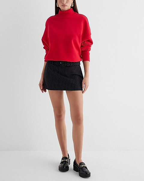 Relaxed Mock Neck Fleece Sweatshirt | Express