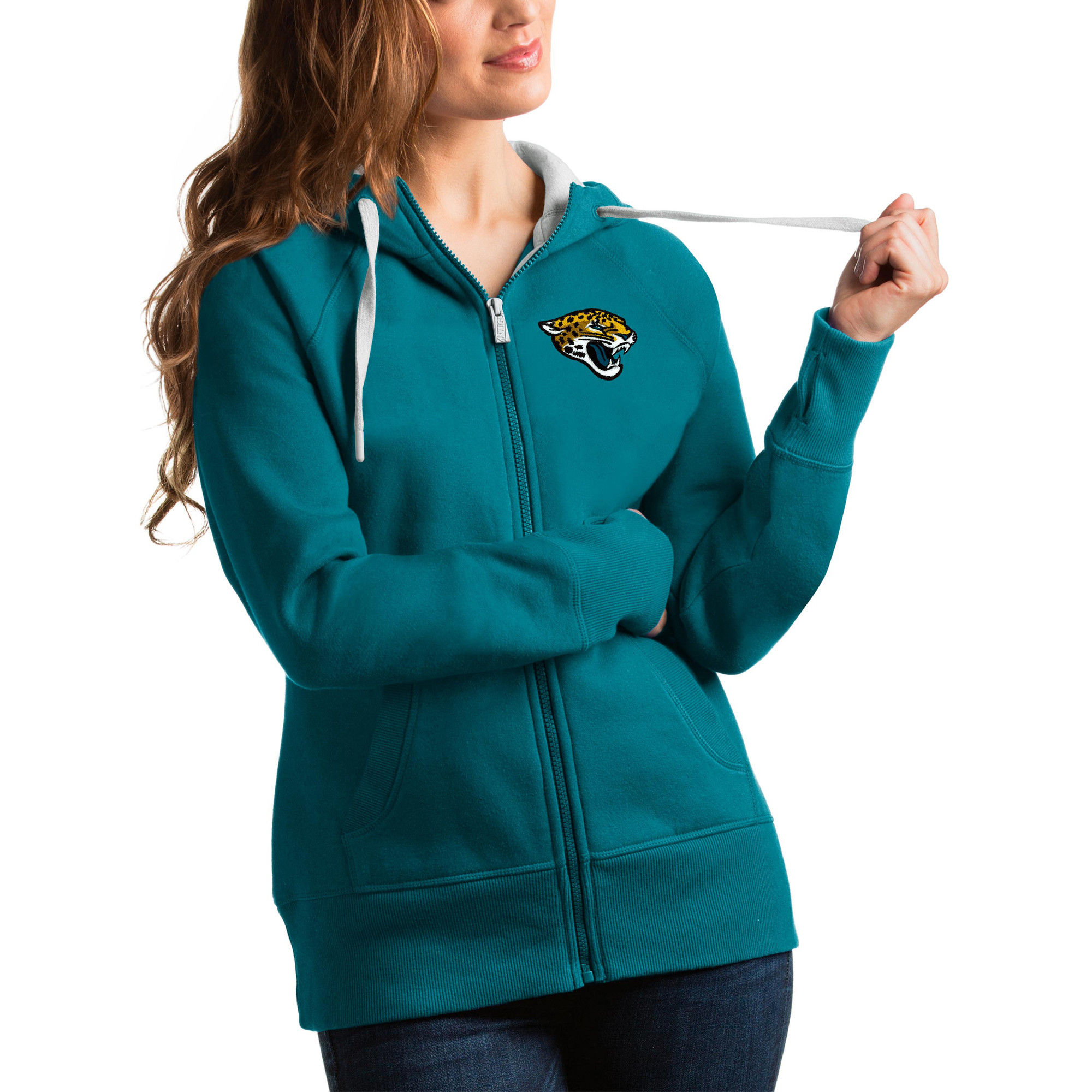 Women's Antigua Teal Jacksonville Jaguars Full-Zip Victory Hoodie | NFL Shop