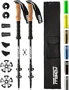 Foxelli Trekking Poles – 2-pc Pack Collapsible Lightweight Hiking Poles, Strong Aircraft Alumin... | Amazon (US)