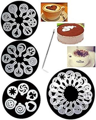 38 Coffee Decorating Stencils, Magnoloran Coffee Art Stencils Barista Template for All Kinds of M... | Amazon (US)