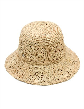 Aalto Crochet Bucket Hat in Beige | David Jones (Australia & New Zealand)