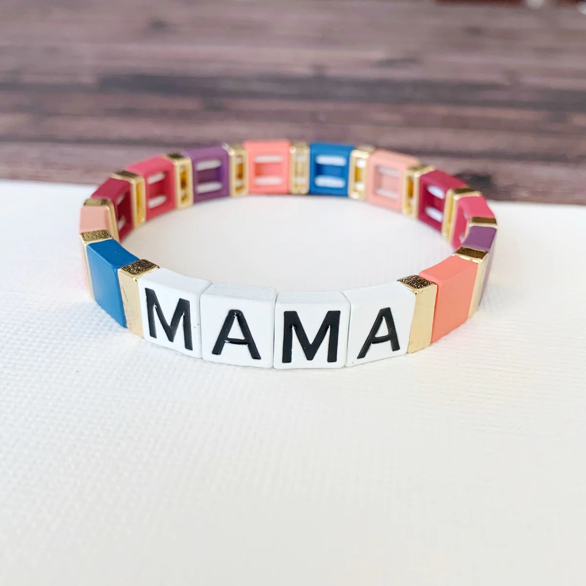 Boutique Bracelet Collection :: Mama Tile Bracelet Pink Multi | Baubles & Bits