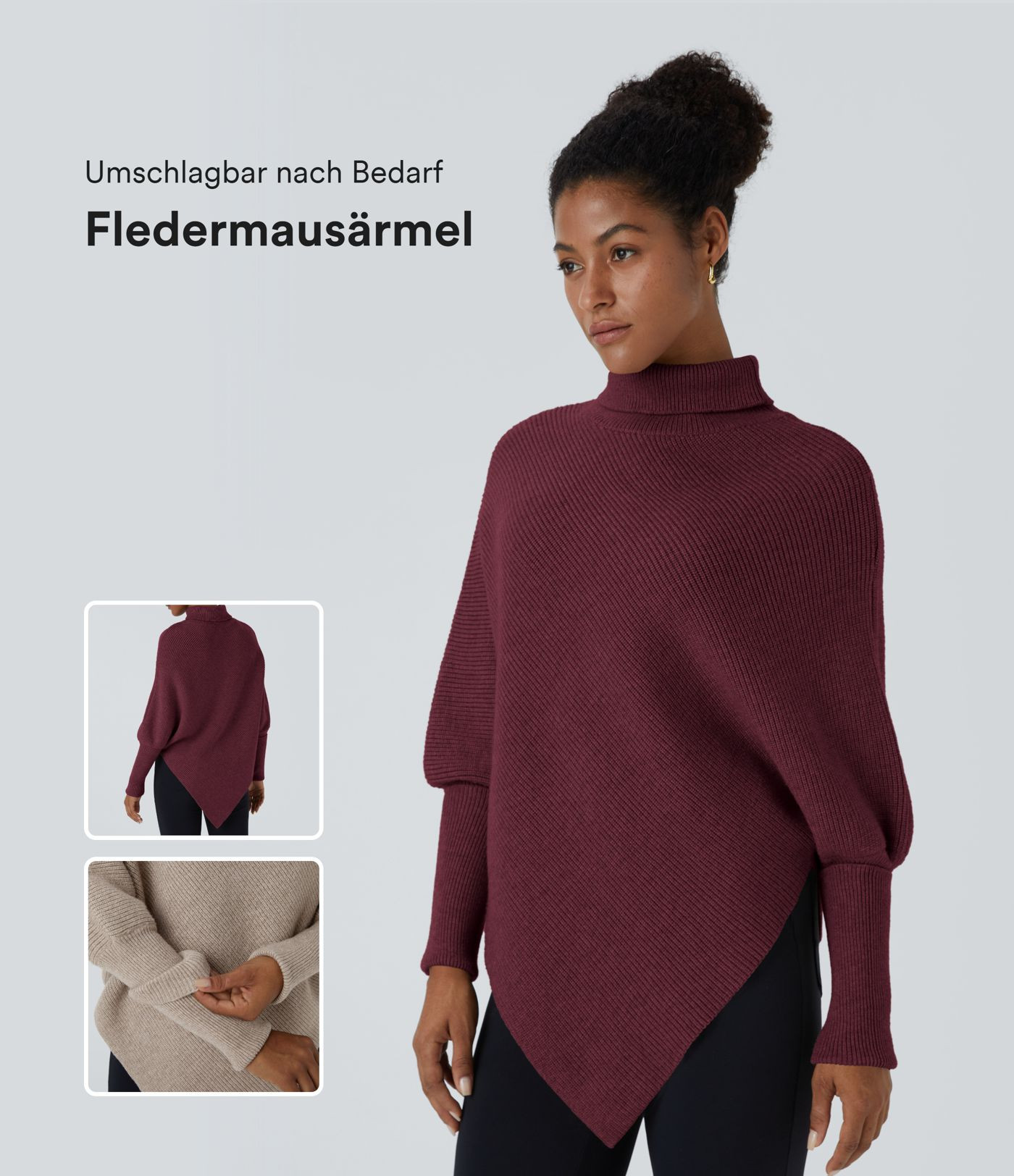 Damen Hochgeschlossener Langarm-Pullover mit asymmetrischem Saum - Halara | Halara - DE