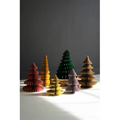 SET OF SIX PAPER JEWEL TONE ACCORDIAN CHRISTMAS TREES - ONE EACH COLOR | Birch Lane