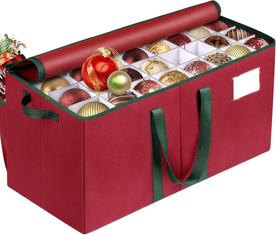 Christmas Ornament Storage Box, Store Up to 128 Ornaments, Durable Christmas Storage Container, D... | Amazon (US)