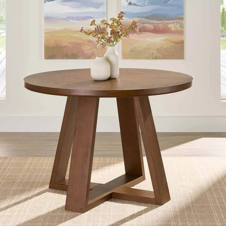 Better Homes & Gardens Ezra Round Wood Dining Table, 45 in, Walnut | Walmart (US)