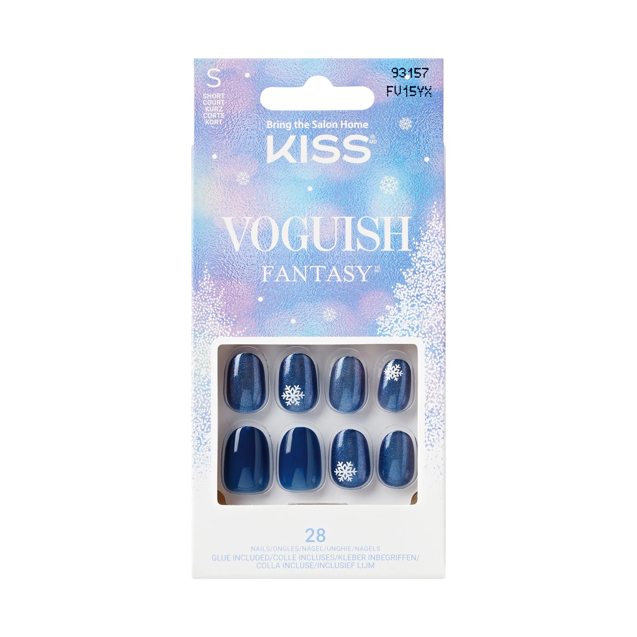 KISS Voguish Fantasy Holiday, Press on Nails, Merry Clause, Blue, Short Oval, 28 Count | Walmart (US)