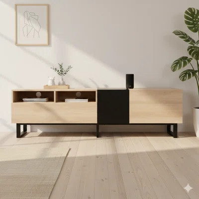 Modern TV Console For 80-Inch Tvs With Dual Storage Spaces, Media Center Table, Entertainment Unit Incorporating A Drop-Down Door For Living Room, Bed | Wayfair North America