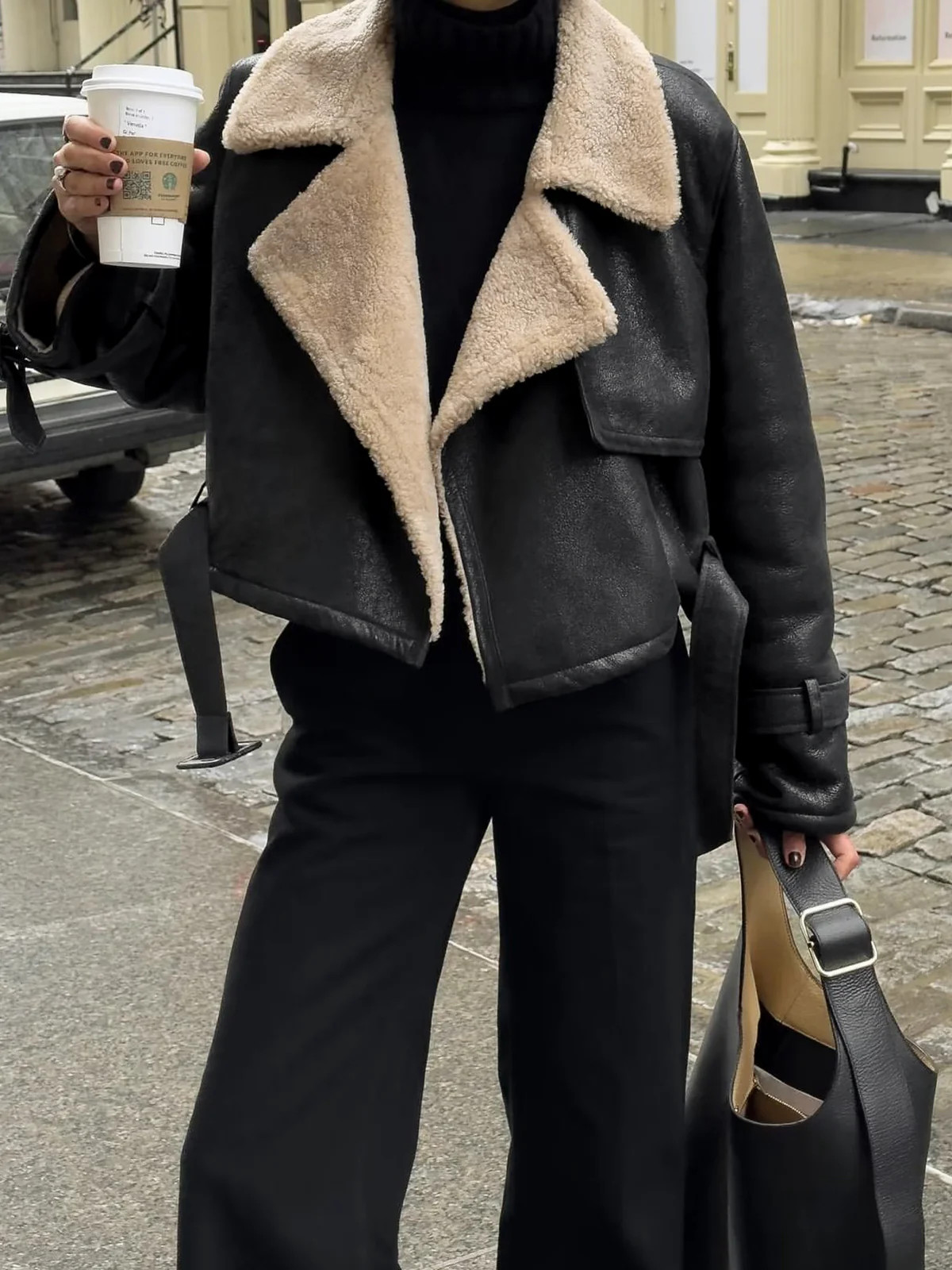 Too Blessed Sherpa Lined Shearling Leather Flight Jacket | Commense