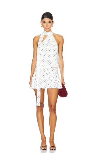 Draped Dress With Scarf Detail in White & Black | Revolve Clothing (Global)