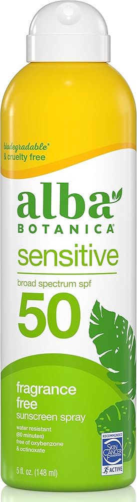 Alba Botanica Sunscreen for Face and Body, Fragrance-Free Sunscreen Spray for Sensitive Skin, Bro... | Amazon (US)