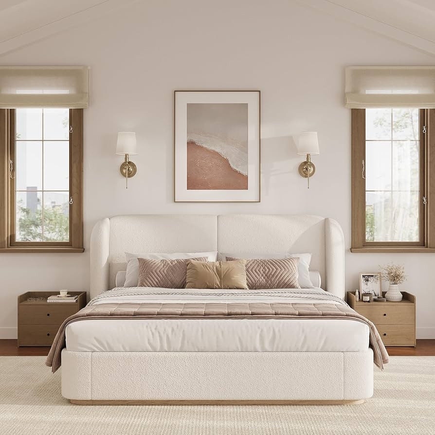 Christopher Knight Home Zita Boucle Upholstered King Bed Frame and Headboard, Wing Back Platform ... | Amazon (US)