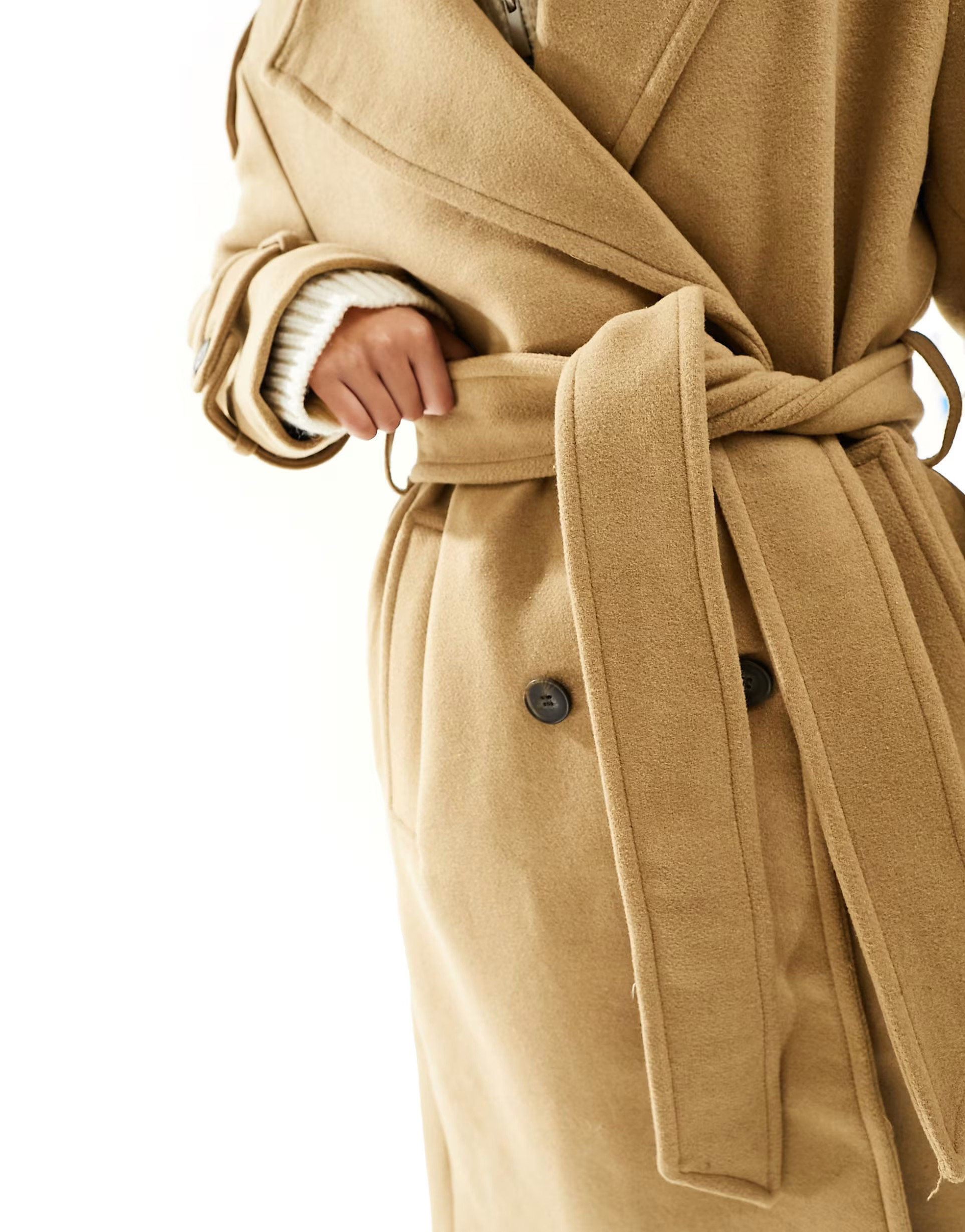 Bershka wool trench coat in camel | ASOS (Global)