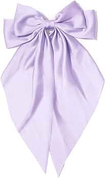 Big Purple Satin Hair Bows, Clips and Ribbons for Women - Long Tail Coquette Barrettes for Girls | Amazon (US)