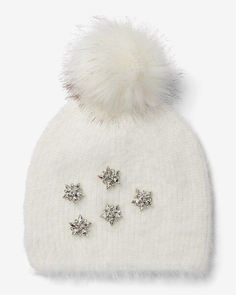 Rhinestone Embellished Pom Beanie | Express