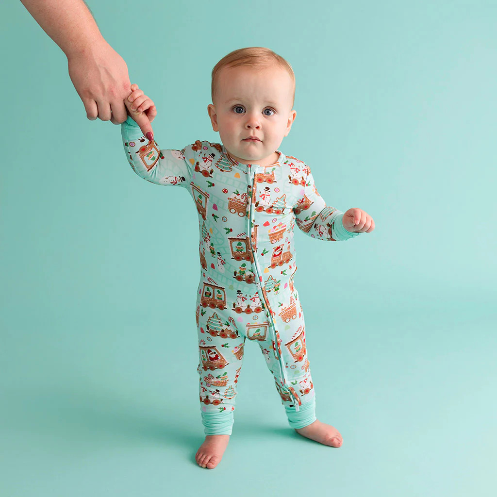 Holiday Green Baby Convertible Sleeper | Gingerbread Train | Posh Peanut