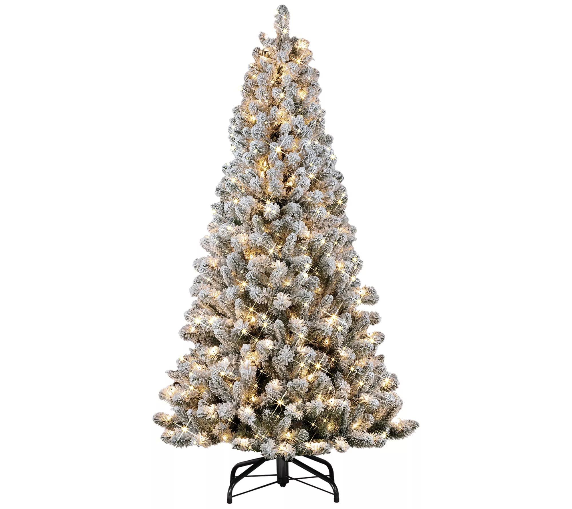 6.5' Prelit Flocked Vermont Christmas Tree 300Clear Lights - QVC.com | QVC