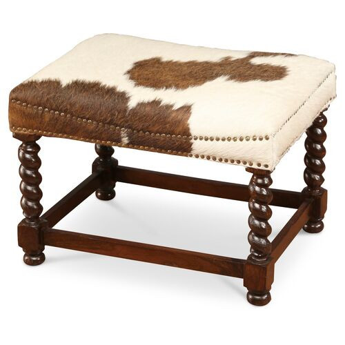 Ciei Cowhide Stool - Toffee/Cream - Handcrafted - Ivory | One Kings Lane