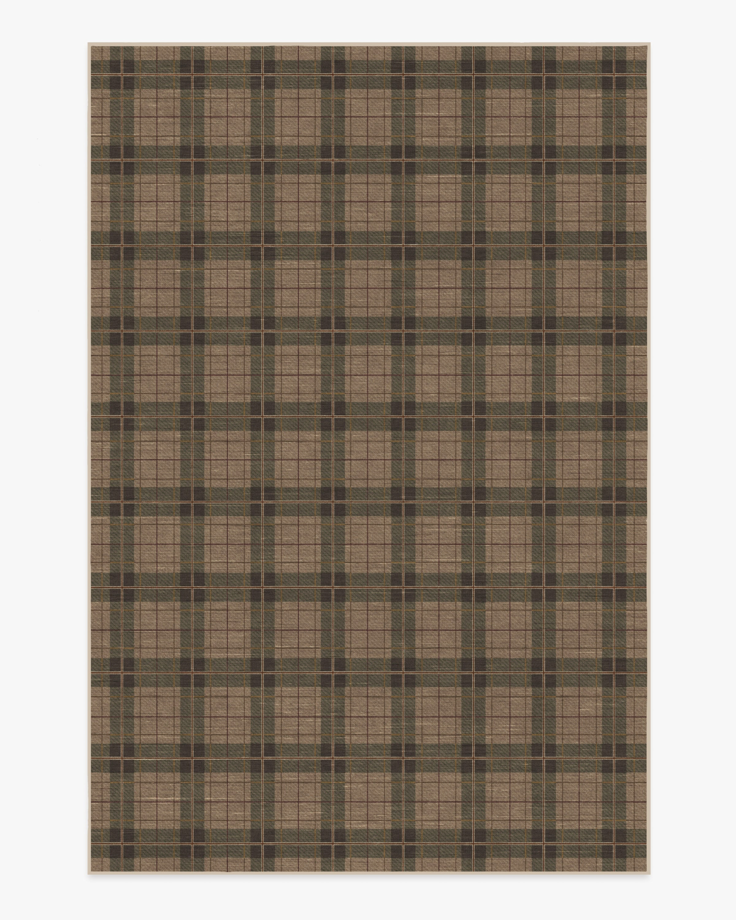 Alfie Plaid Natural & Green Rug | Ruggable